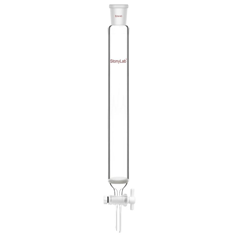stonylab Chromatography Column, 1.5 inch Inner Diameter, 10 inch Effective Length, G2 Sintered Disc, 24/40 Ground Joint, High Borosilicate Glass for Laboratory Use - Image 1